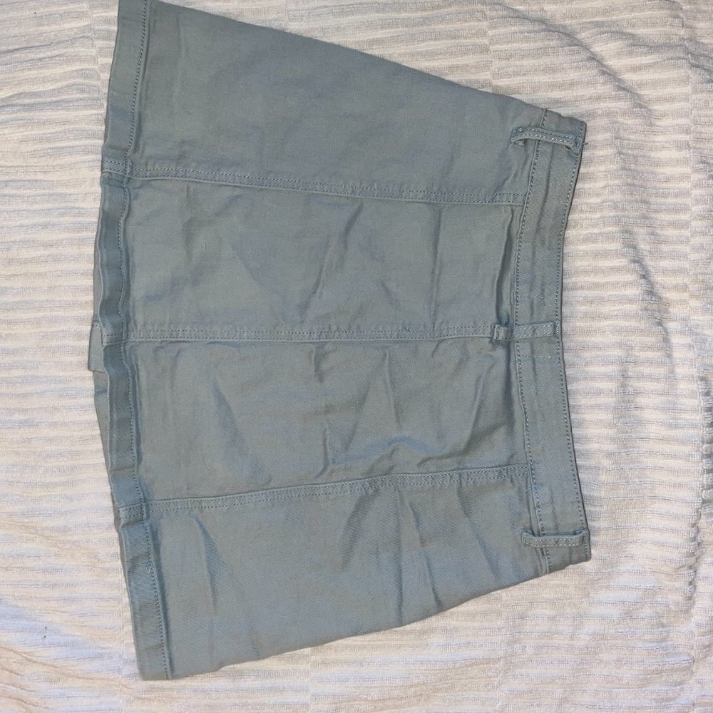 Blue Buttoned Mini Skirt - Picture 2 of 3